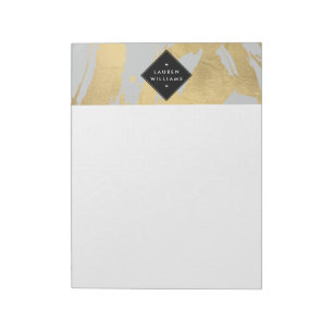 Edgy Faux Guld Brushstrokes på Grått Anteckningsblock