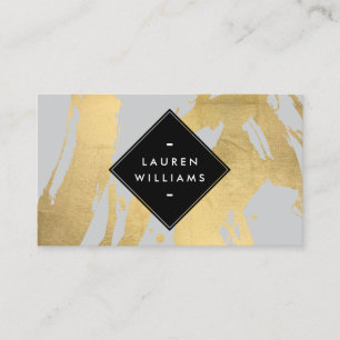 Edgy Faux Guld Brushstrokes på Grått Visitkort