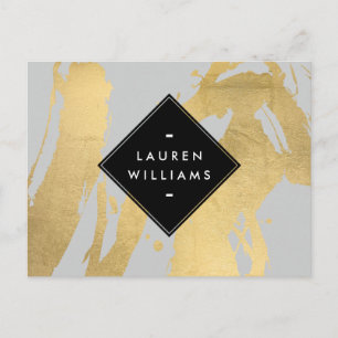 Edgy Faux Guld Brushstrokes på Grått Vykort