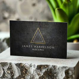 Edgy Faux Guld-triangelns Logotyp på Svarta Metall Visitkort