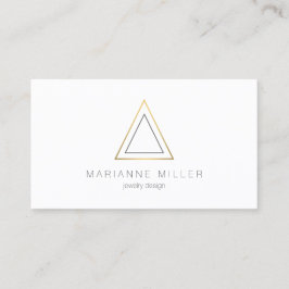 Edgy Faux Guld Triangle Logotyp on White Visitkort
