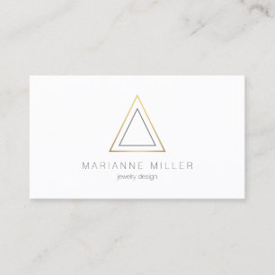 Edgy Faux Guld Triangle Logotyp on White Visitkort