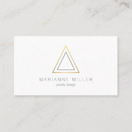 Edgy Faux Guld Triangle Logotyp on White Visitkort