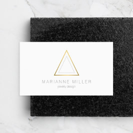 Edgy Faux Guld Triangle Logotyp on White Visitkort