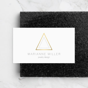 Edgy Faux Guld Triangle Logotyp on White Visitkort