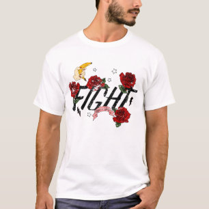 Edgy Fight Floral Grafisk T-Shirt - Röda Rosor