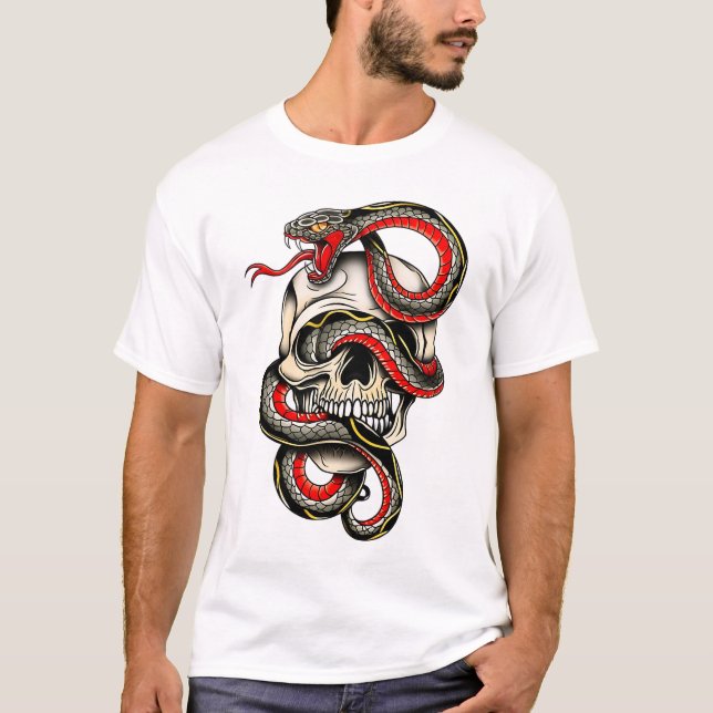 Edgy figursatt skulldiagram för ögonblicksbild t shirt (Framsida)