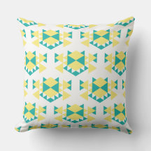 Edgy Geo Teal and Gult Triangles Cushion