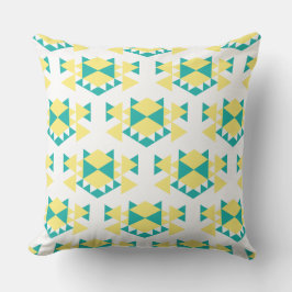 Edgy Geo Teal and Gult Triangles Cushion Kudde