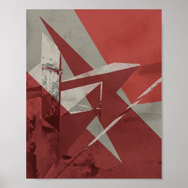 Edgy Geometric - Grunge Abstrakt Art Poster (Framsidan)