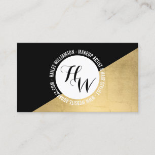 Edgy geometrisk cirkel, monogram Logotyp Guld/svar Visitkort
