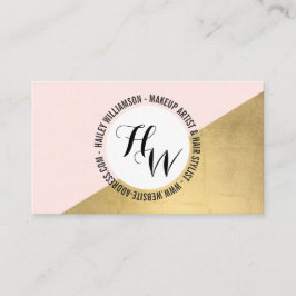 Edgy geometrisk cirkelmonogram Logotyp Guld/Rosa Visitkort