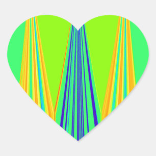 Edgy Geometrisk Neon Mönster Art-design Hjärtformat Klistermärke