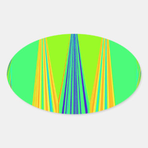 Edgy Geometrisk Neon Mönster Art-design Ovalt Klistermärke