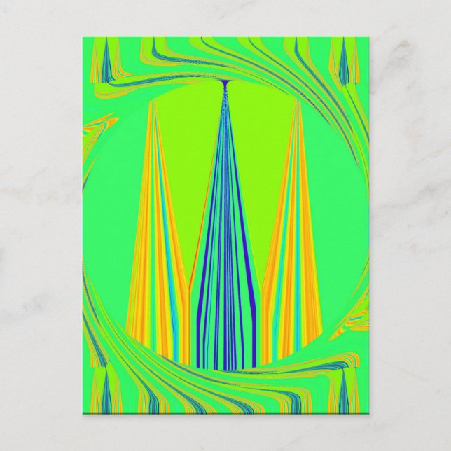 Edgy Geometrisk Neon Mönster Art-design Vykort (Framsida)