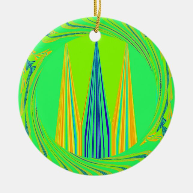 Edgy geometrisk nyondesign julgransprydnad keramik (Framsidan)