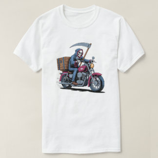 Edgy Grim Reaper Motorcycle Rider T Shirt