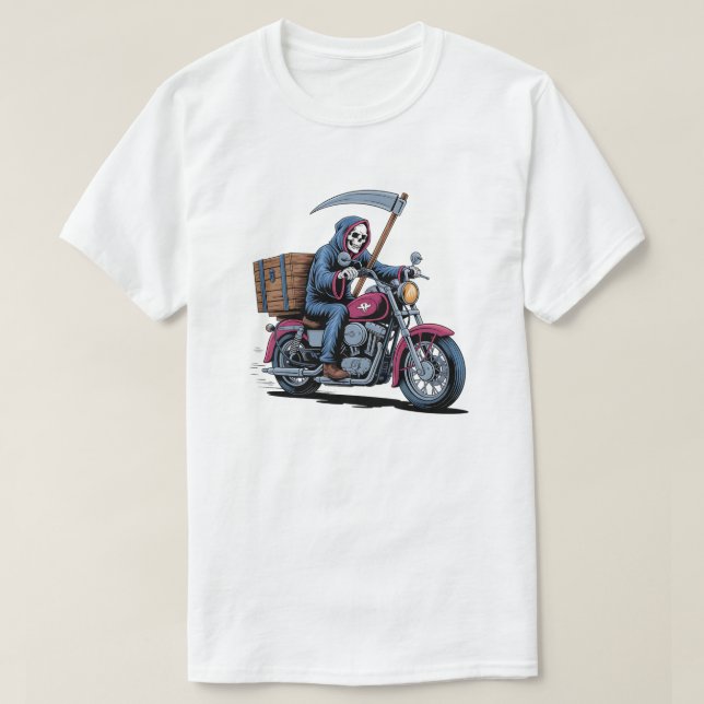 Edgy Grim Reaper Motorcycle Rider T Shirt (Design framsida)