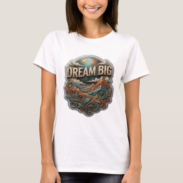 Edgy Guld DREAM BIG Statement T-shirt (Framsida)
