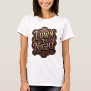 Edgy Guld I ÄGER NATTEN Slogan T-shirt