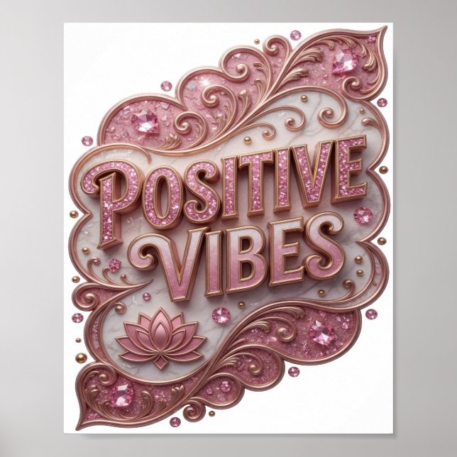 Edgy Guld POSITIVA VIBRATIONER Design Poster (Framsidan)