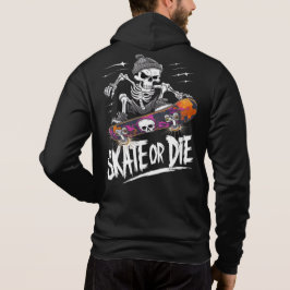 Edgy Halloween Skeleton Riding Skateboard: Monochr T Shirt