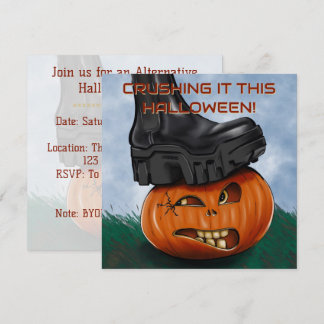 Edgy Halloweenfest med krossande stövel för pumpa