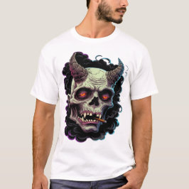 Edgy Horned Oni Monster Graphic T Shirt