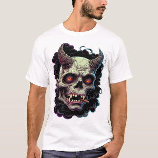 Edgy Horned Oni Monster Graphic T Shirt