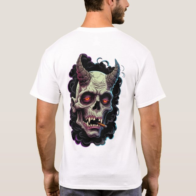 Edgy Horned Oni Monster graphic T Shirt (Baksida)