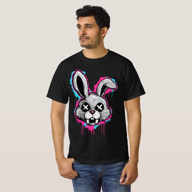 Edgy Horror Bunny T-Shirt - Urban Streetwear (Hel framsida)