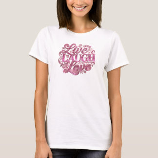 Edgy LIVE LAUGH LOVE Kreativ Tryck T Shirt