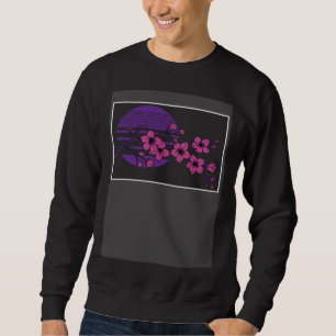 Edgy Mjuk Grunge Japanskt Körsbärsblomstrande Träd Lång Ärmad Tröja
