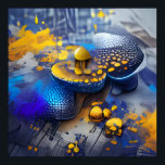 Edgy, modern, blå Gult, metallisk svampkonst Poster<br><div class="desc">Ge din väggdekoration ser edgy ut med den här vackra popkonsten av en futuristiska,  metallisk svamp som blandas med indigo blue och honeycomb gult. Det är contemporaryns moderna väggkonst att ge du som popof färg. Bilden av hela studierummet eller arbetsstudierummet är spänd med alla dessa färgstarka väggkonst!</div>