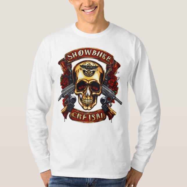 "Edgy och djärv: Skulltryckt man T Shirt (Framsida)
