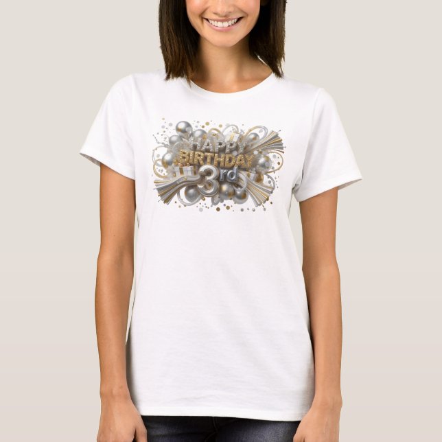 Edgy Orange HAPPY BIRTHDAY 3RD T-Shirt Design (Framsida)