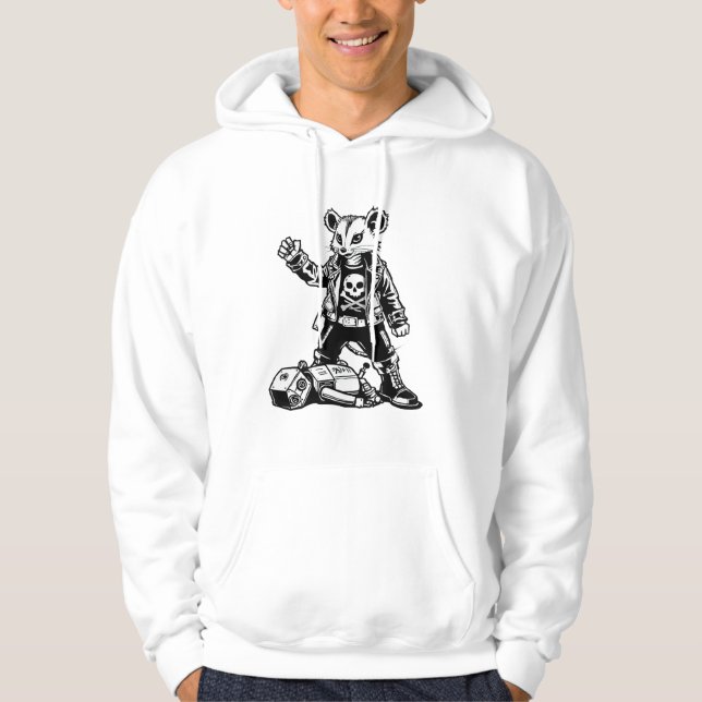 Edgy Punk Rat Rodent Rebellion Alternative Urban  Hoodie (Framsida)