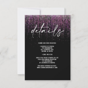 Edgy QR Magenta Glitter-informationskort Inbjudningar