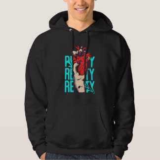 Edgy Realistisk Hjärt Handsqueeze Streetwear Grafi Hoodie