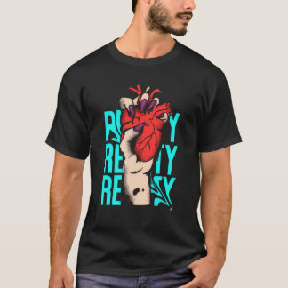 Edgy Realistisk Hjärt Handsqueeze Streetwear Grafi T Shirt