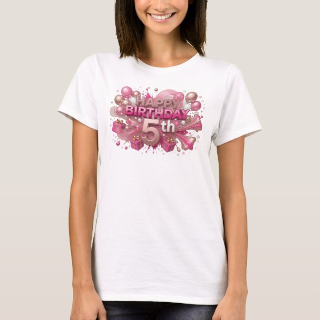 Edgy Red HAPPY BIRTHDAY 5TH T-shirt (Framsida)