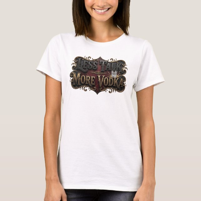 Edgy Rosa MINDRE SNACK MER VODKA Text Design T Shirt (Framsida)