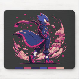 Edgy Sakura Warrior Fågel Anime Illustration Musmatta