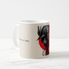 Edgy Samurai Warrior Japanese Ink Red Sun  Kaffemugg