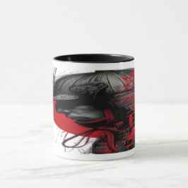 Edgy Samurai Warrior Japanese Ink Red Sun Mugg