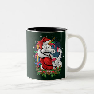 Edgy Santa Unicorn Två-Tonad Mugg