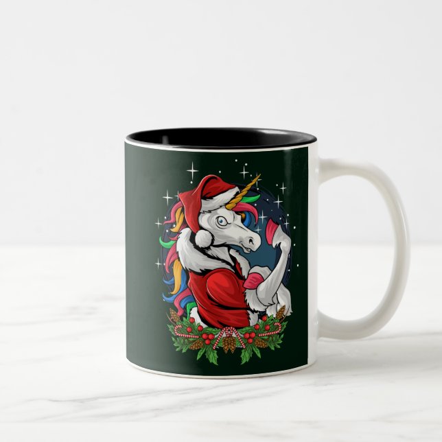 Edgy Santa Unicorn Två-Tonad Mugg (Höger)
