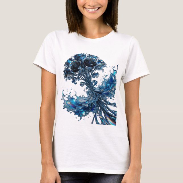 Edgy Silver VATTENFALLANDE ROSOR Citat T-shirt (Framsida)
