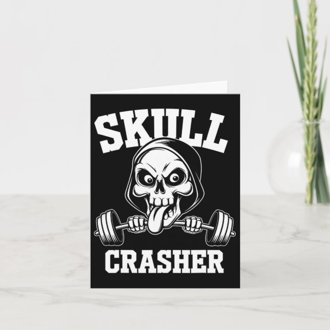Edgy Skull Bodybuilding Barbell Tunga Workout Gym Kort (Framsida)