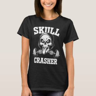 Edgy Skull Bodybuilding Barbell Tunga Workout Gym T Shirt
